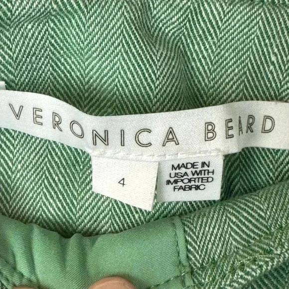 Veronica Beard Women's Size 4 Borneo Tie Waist Linen Shorts Green High Rise - Picture 3 of 10